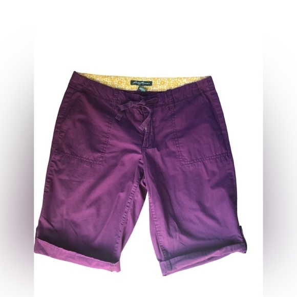 Eddie Bauer Bermuda Tab Cuffed Short Sz. 4 Drawstring Waist 100% Cotton Outdoors - Picture 1 of 4